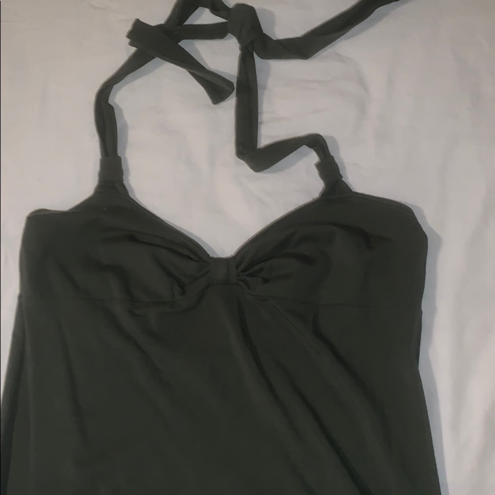 Green summer cotton halter dress